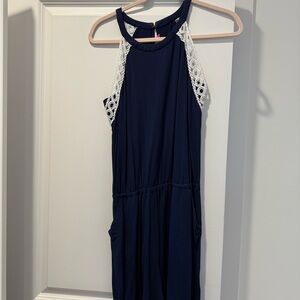 Lilly Pulitzer Navy Jumpsuit with White Lace